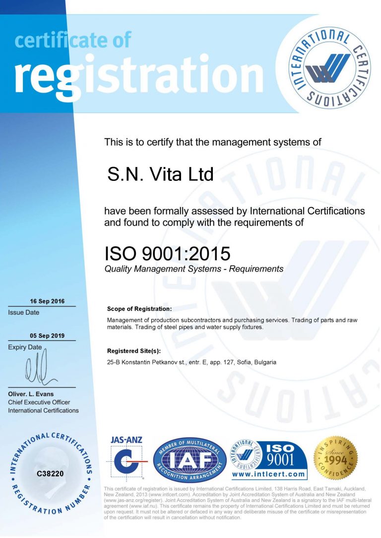 Certification | Skynet Vita